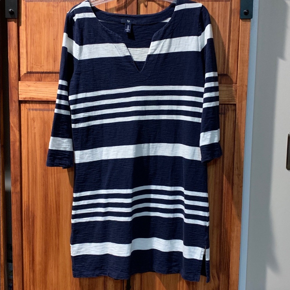 Gap navy and white striped cotton dress, half sleeves szM great condition